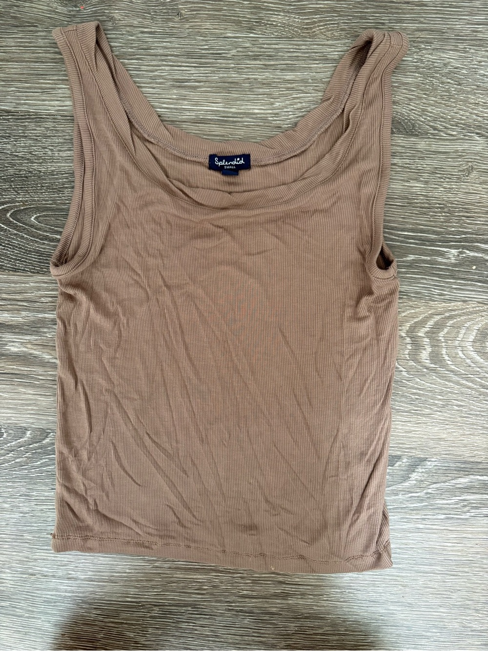 Splendid Ribbed Tank Top in Taupe Brown